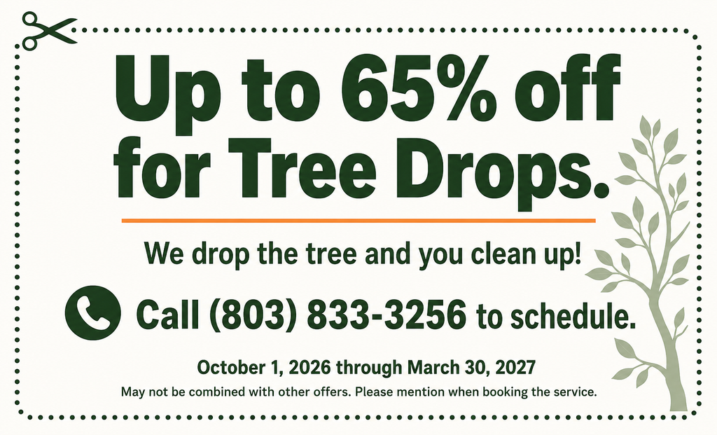 Up to 65% off for tree drops. We drop the tree and you clean up!
